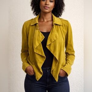 Zara Mustard Yellow Draped Open-Front Blazer